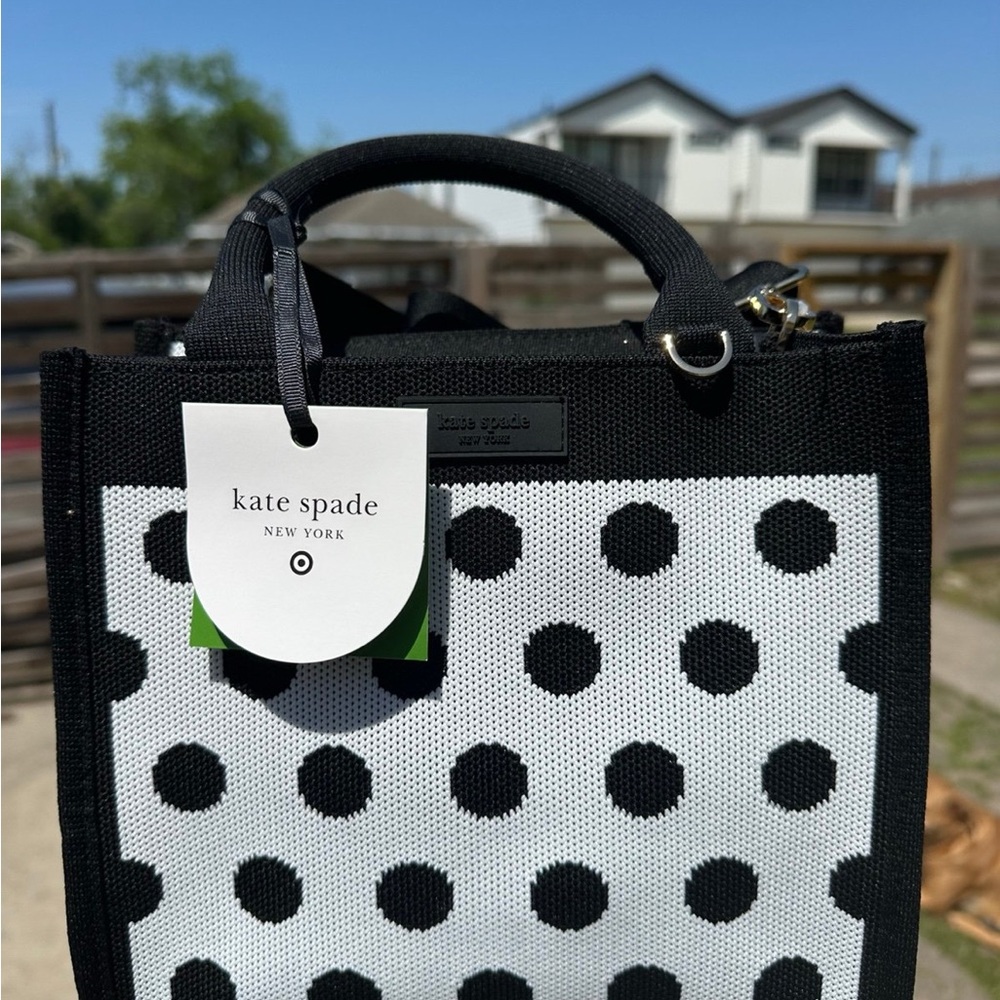 Kate Spade x Target Polka Dot Black White Knit Crossbody Bag Purse New IN HAND
